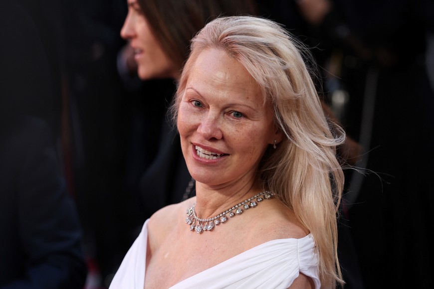 Pamela Anderson attends the 2025 British Academy of Film and Television Awards (BAFTA) at the Royal Festival Hall in the Southbank Centre, London, Britain, February 16, 2025. REUTERS/Toby Melville