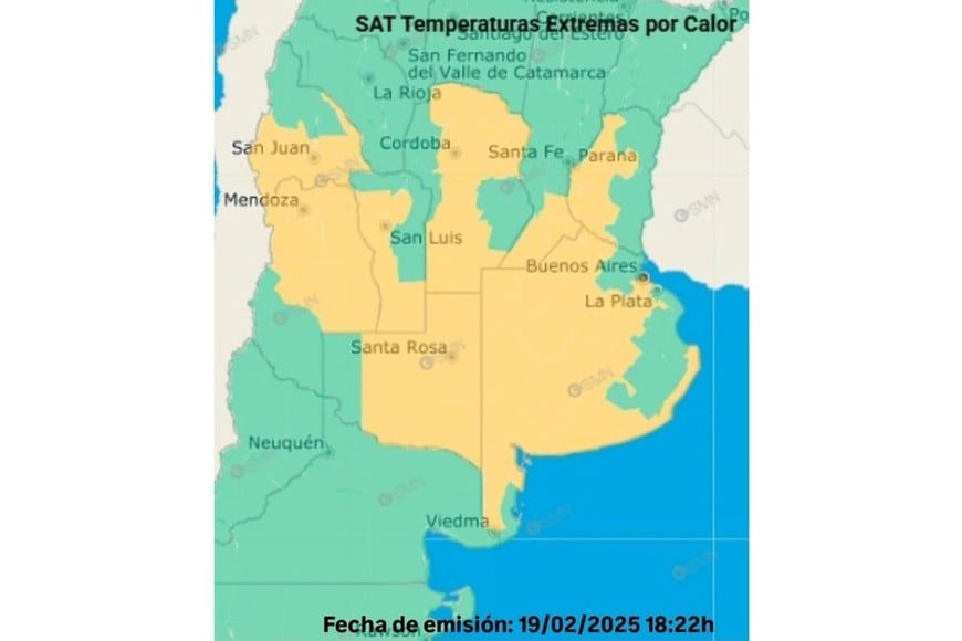 Gráfico de alertas por temperaturas extremas. Crédito: SMN