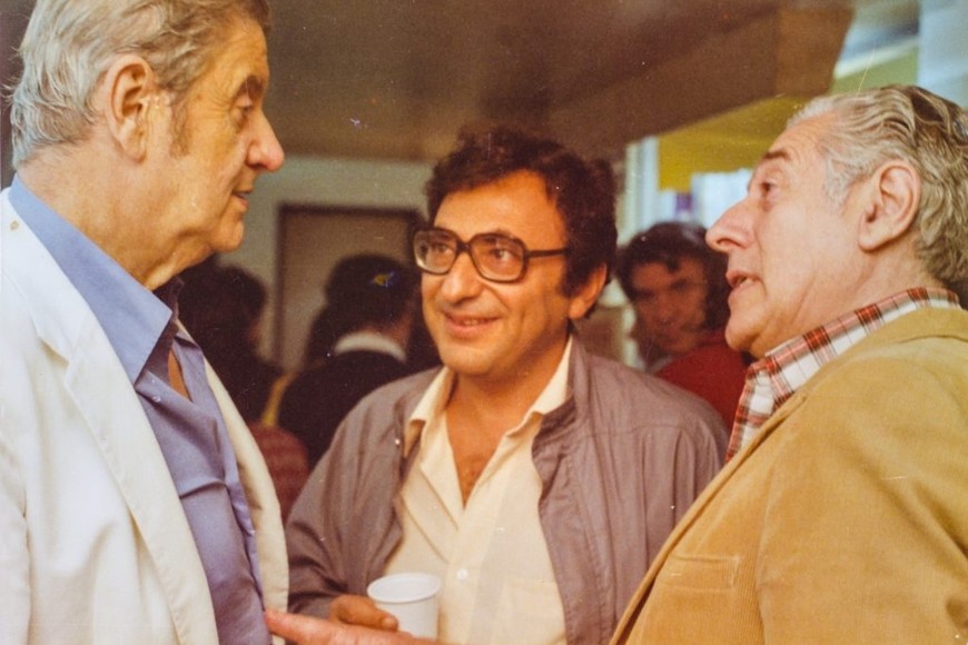 Edgar Bayley con Juan José Saer y Alberto Vanasco en los años 80.