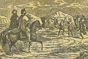 Carlos Clerice: “Llegada de Fierro y Cruz a las tolderías”. Foto: Archivo de ilustración argentina