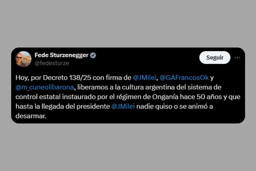 El primer fragmento de la publicación del ministro en X.