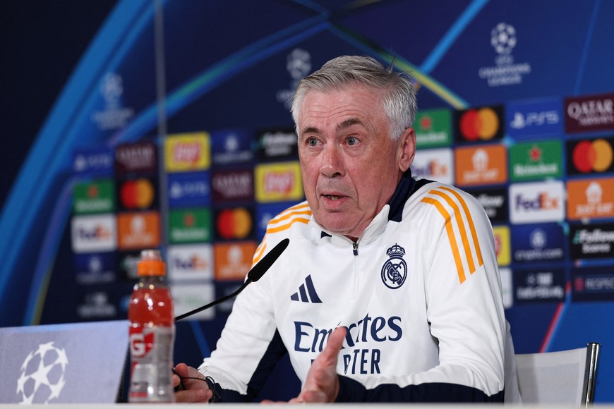 Soccer Football - Champions League - Real Madrid Press Conference - Ciudad Real Madrid, Valdebebas, Madrid, Spain - March 3, 2025
Real Madrid coach Carlo Ancelotti during the press conference REUTERS/Violeta Santos Moura