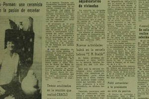 La ceramista en las páginas de El Litoral de 1976. Foto: Archivo El Litoral