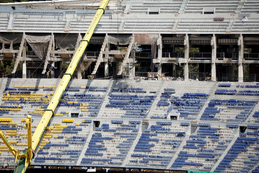 Soccer Football - General views of Camp Nou Construction - Camp Nou, Barcelona, Spain - July 13, 2023
General view as construction work continues on Camp Nou REUTERS/Albert Gea