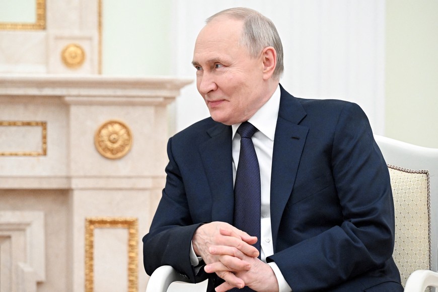Russia's President Vladimir Putin attends a meeting with Badra Gunba, the newly elected President of Georgia's breakaway region of Abkhazia, in Moscow, Russia, March 5, 2025. Sputnik/Sergei Bobylyov/Pool via REUTERS ATTENTION EDITORS - THIS IMAGE WAS PROVIDED BY A THIRD PARTY.