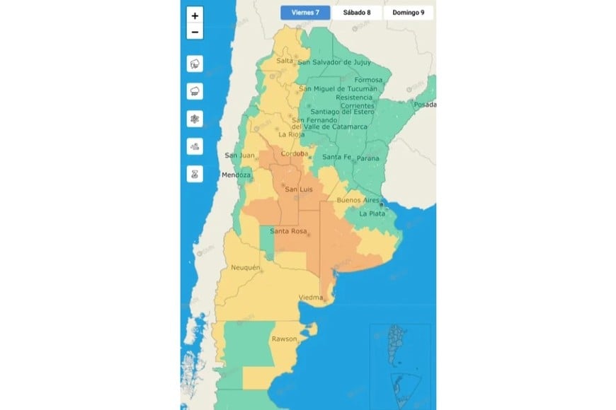 Gráfico de alertas por tormentas fuertes. Crédito: SMN