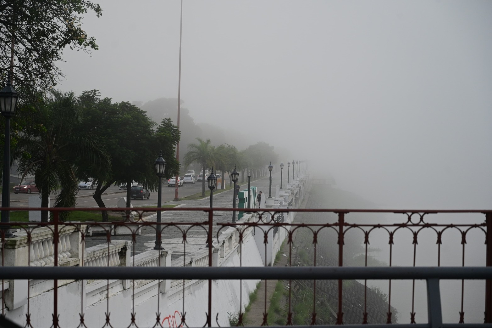 La niebla cubrió las calles santafesinas, principalmente la zona de la costanera y el Puente Colgante.