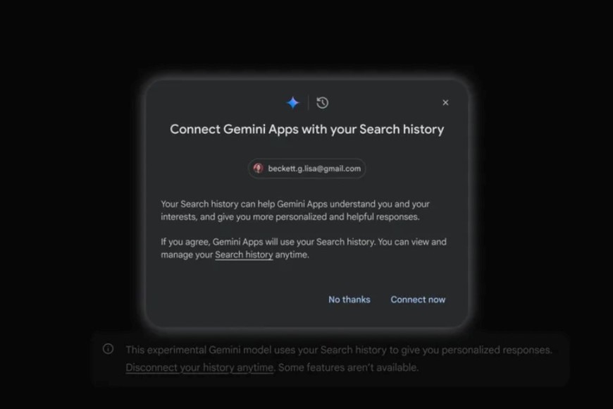 El aviso de permiso de Gemini antes de conectarse.