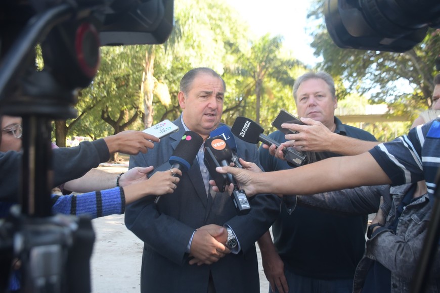 El intendente Poletti y Pablo De Giorgio, en la atención a la prensa