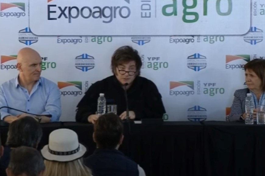 Milei este viernes, acompañado de Bullrich y Espert. Crédito: Oficina del Presidente