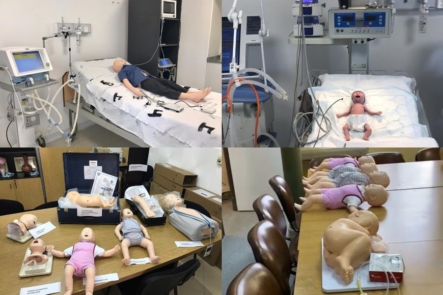 El Centro de Simulación: cada muñeco puede simular distintas patologías y chequear si el profesional realizó la práctica correctamente. Vanguardia en medicina pediátrica.
