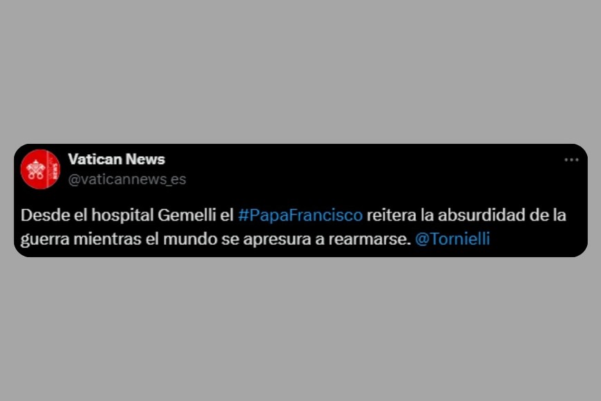 La publicación del Vaticano en X.