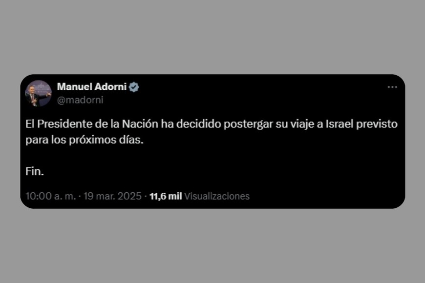 La publicación de Manuel Adorni en X.