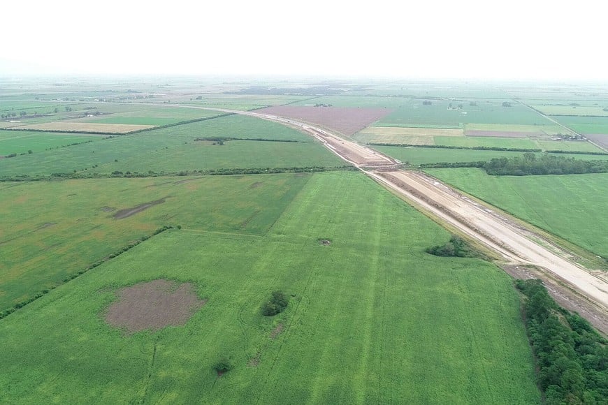 Vista aérea de la RN34, entre Rafaela y Angélica. Foto: Fernando Nicola