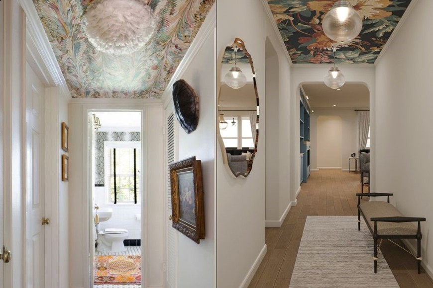 Cielorrasos pintados a mano aportan arte y personalidad al ambiente.