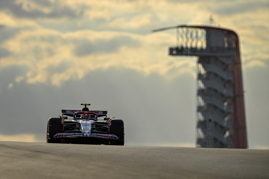 Oct 19, 2024; Austin, Texas, USA; Visa Cash App RB Formula One Team driver Yuki Tsunoda (22) of Team Japan drives during qualifying for the Sprint Race in the 2024 Formula One US Grand Prix at Circuit of the Americas. Mandatory Credit: Jerome Miron-Imagn Images