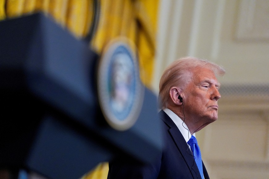 FILE PHOTO: U.S. President Donald Trump holds a joint press conference with Japanese Prime Minister Shigeru Ishiba in the East Room at the White House in Washington, U.S., February 7, 2025. REUTERS/Kent Nishimura/File Photo