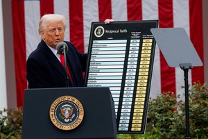 FILE PHOTO: U.S. President Donald Trump delivers remarks on tariffs in the Rose Garden at the White House in Washington, D.C., U.S., April 2, 2025. REUTERS/Carlos Barria

     TPX IMAGES OF THE DAY/File Photo/File Photo