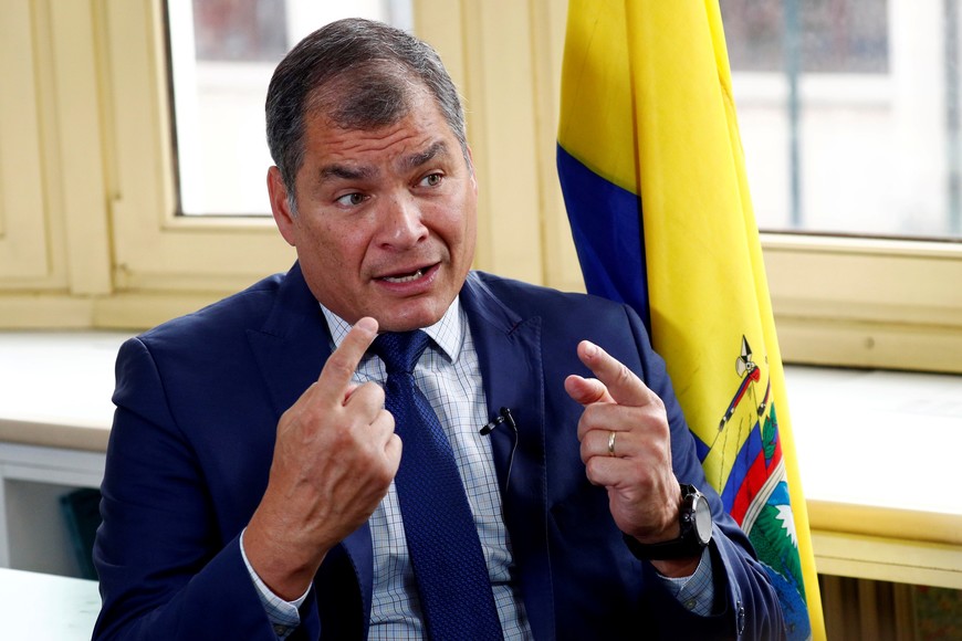 Ecuador's former president Rafael Correa speaks during an interview with Reuters in Brussels, Belgium, October 8, 2019. REUTERS/Francois Lenoir