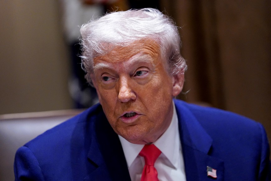 U.S. President Donald Trump attends a cabinet meeting at the White House in Washington, D.C., U.S., April 10, 2025. REUTERS/Nathan Howard