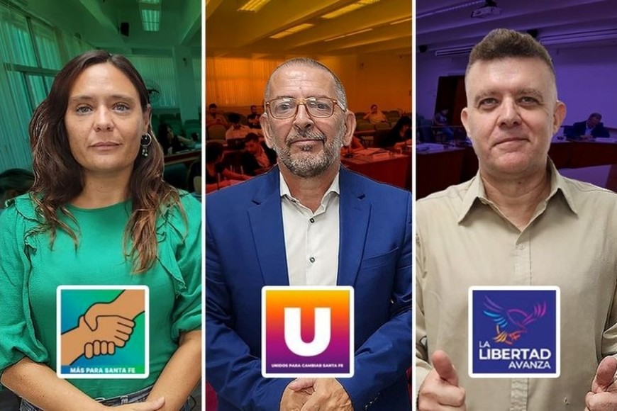 Las tres fuerzas más votadas: Más para Santa Fe (PJ) con 33,7%, Unidos para Cambiar Santa Fe con 30,8%, y La Libertad Avanza con 13,3%