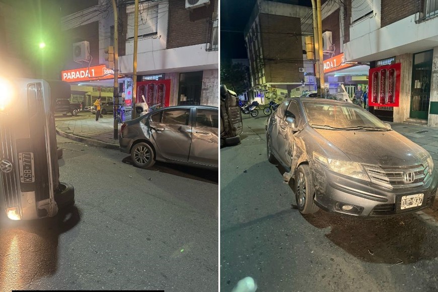 Los delincuentes chocaron contra otro vehículo mientras escapaban.