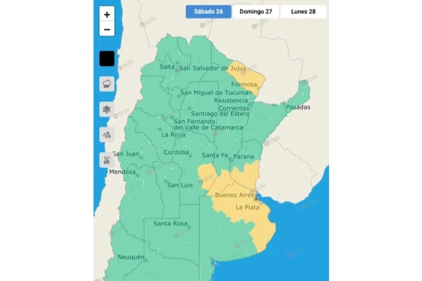 El gráfico de alertas del SMN.