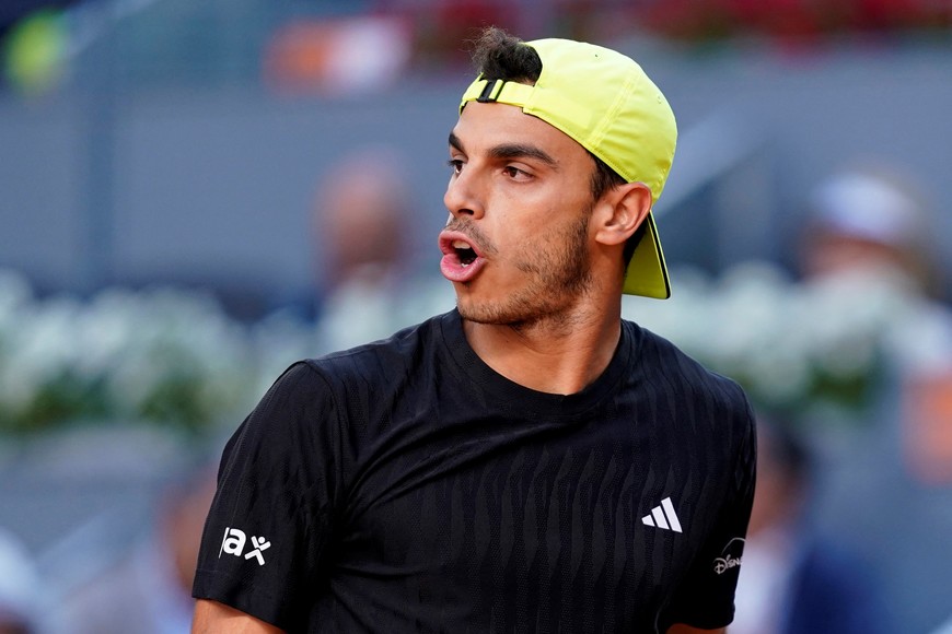 Tennis - Madrid Open - Park Manzanares, Madrid, Spain - April 29, 2025
Argentina's Francisco Cerundolo reacts during his round of 16 match against Germany's Alexander Zverev REUTERS/Ana Beltran