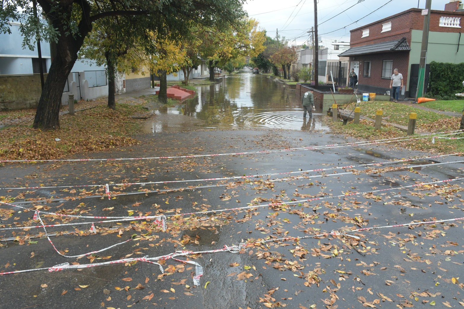 La zona de calle Alvear al 4300 afectada por la lluvia. 