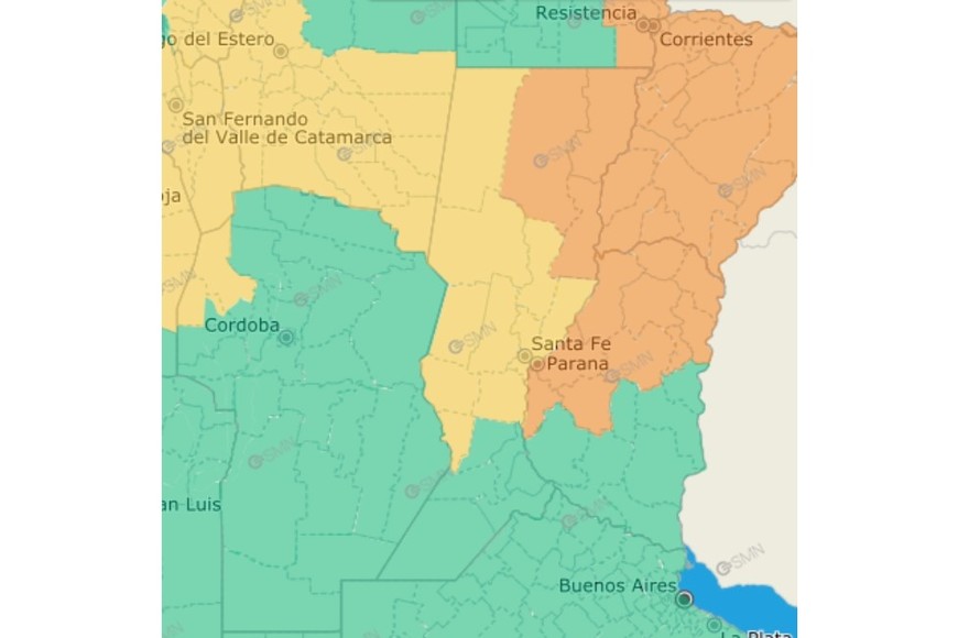El gráfico de alertas del SMN.