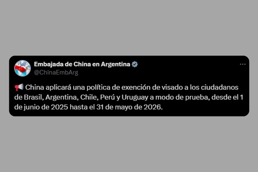 El comunicado de la Embajada de China en Argentina.