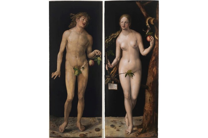 Adán y Eva, otra representación bíblica de Durero. Foto: Museo Nacional del Prado