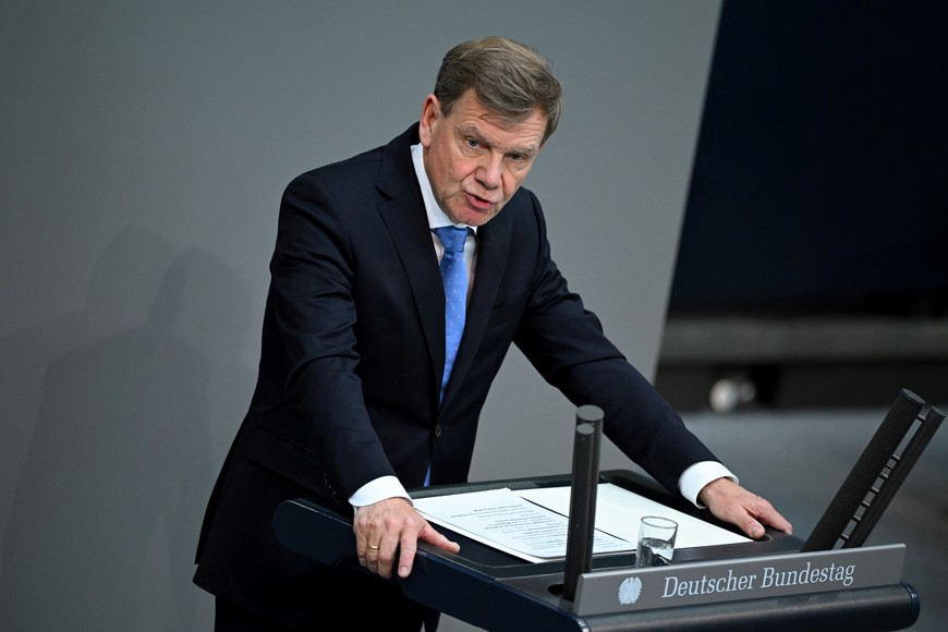 German Foreign Minister Johann Wadephul speaks during a plenum session of the lower house of parliament, the Bundestag, in Berlin, Germany May 22, 2025. REUTERS/Annegret Hilse