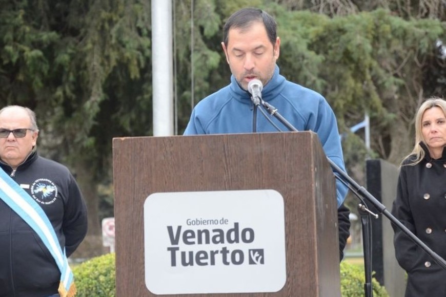 Emilio Rodríguez, durante un acto en el marco del Día de la Bandera. Foto: MVT