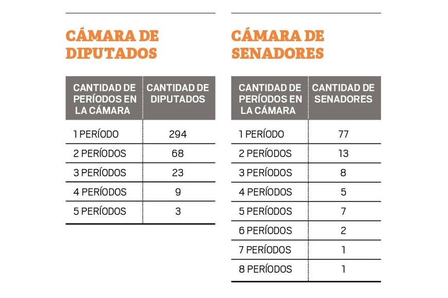 "Repitencia" de legisladores. Cuadros descriptivos de ambas Cámaras. Infografías El Litoral/Ana Catela