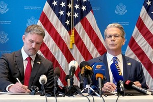 FILE PHOTO: U.S. Secretary of the Treasury Scott Bessent and U.S. Trade Representative Jamieson Greer attend a news conference after trade talks with China in Geneva, Switzerland, May 12, 2025. REUTERS/Olivia Le Poidevin/File Photo
