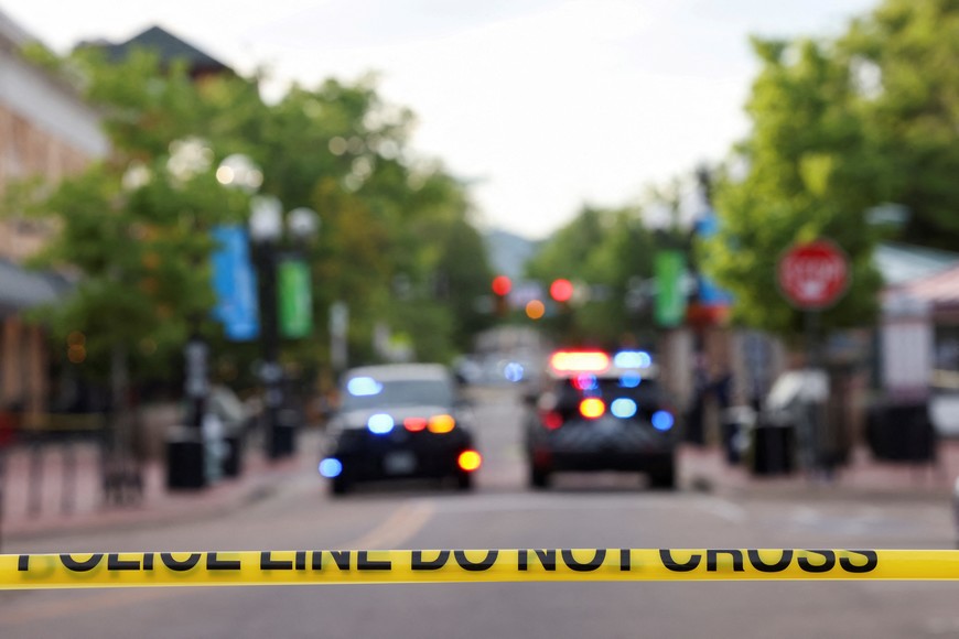 Police tape is drawn at the scene, after an attack that injured multiple people in Boulder, Colorado, U.S. June 1, 2025.  REUTERS/Kevin Mohatt