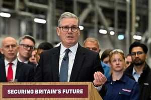 Britain's Prime Minister Keir Starmer delivers a speech during a visit to the BAE Systems' Govan facility, in Glasgow, Scotland, Britain, June 2, 2025. Andy Buchanan/Pool via REUTERS