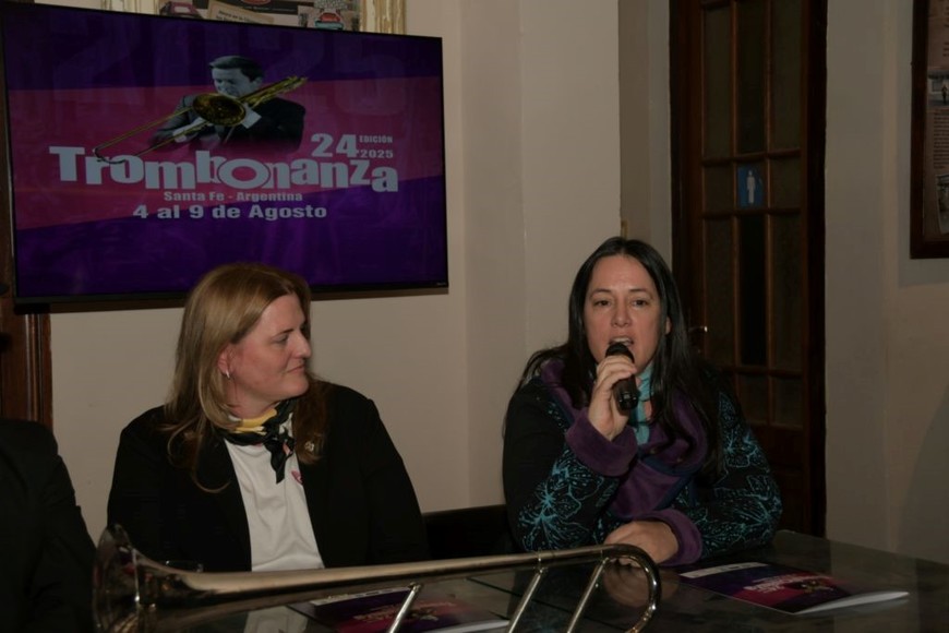 Presentación de Trombonanza 2025: Luciana Ceresola y Rocío Giménez reiteraron el compromiso de Municipalidad y UNL con el encuentro.