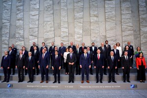 Defence ministers pose for a family photo on the day of a meeting of NATO Defence Ministers at the Alliance headquarters in Brussels, Belgium June 5, 2025. REUTERS/Yves Herman