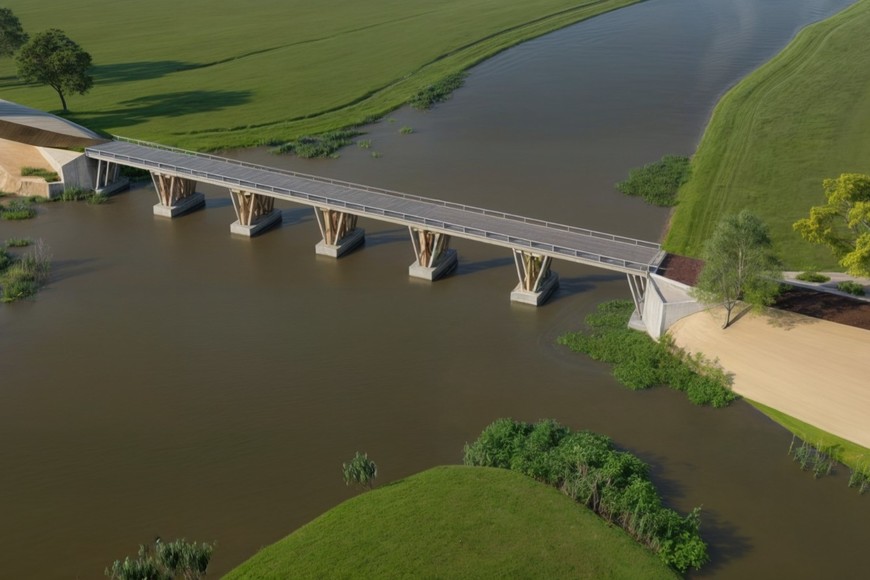 Proyecto del nuevo puente sobre el Saladillo Dulce. Imagen: Gentileza.