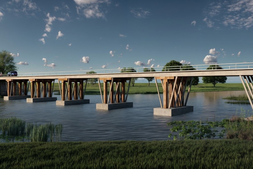 Proyecto del nuevo puente sobre el Saladillo Dulce. Imagen: Gentileza.