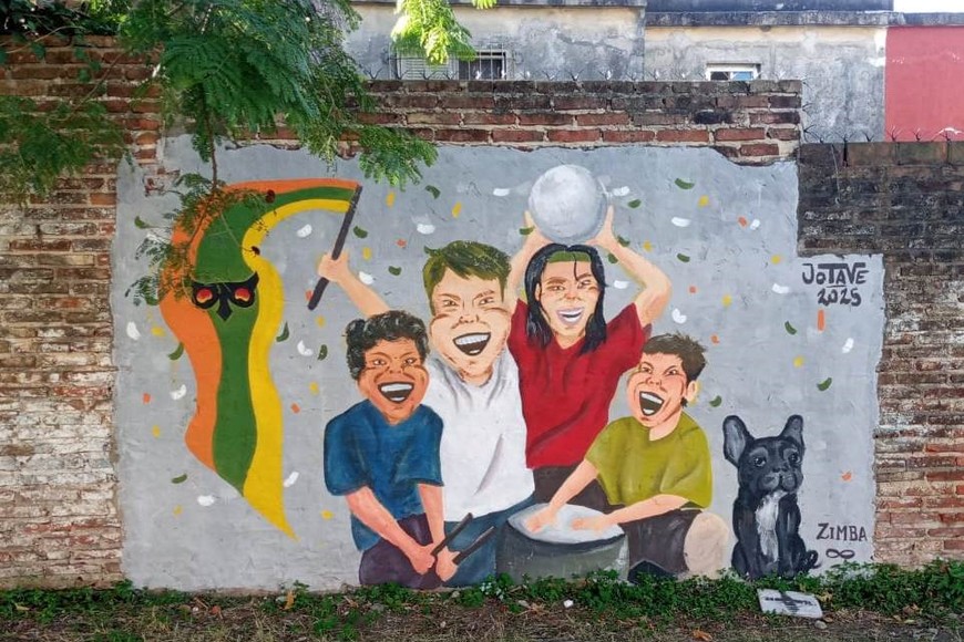 "Murga Chicharritas", en la plaza del mismo nombre. Obra de Jotave. Gentileza