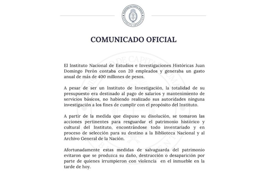 El comunicado de Capital Humano.