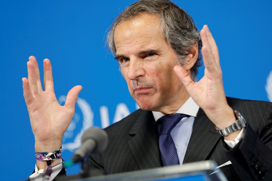 IAEA Director General Rafael Grossi holds a press conference after the first day of the agency's quarterly Board of Governors meeting at the IAEA headquarters in Vienna, Austria, June 9, 2025. REUTERS/Lisa Leutner
