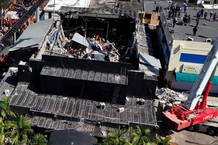 A drone view shows a site of the collapsed Jet Set nightclub in Santo Domingo, Dominican Republic, April 8, 2025. REUTERS/Erika Santelices     TPX IMAGES OF THE DAY
