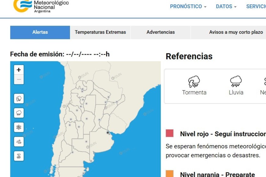 Mientras se desataba la tormenta en el área metropolitana de Santa Fe, el SMN no publicaba datos.