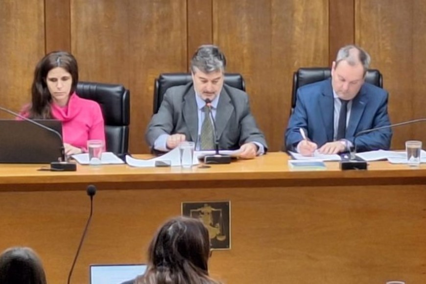 El tribunal compuesto por los jueces Aldo Baravalle, Mauricio Clavero y Mariana Vidal. Foto: Mauro Dalmazzo