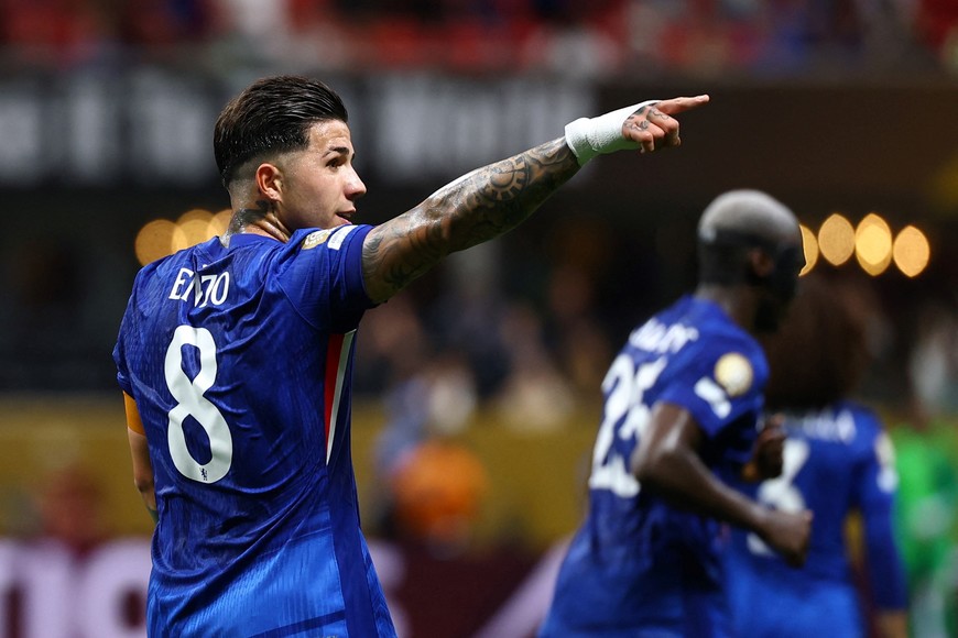 Soccer Football - FIFA Club World Cup - Group D - Chelsea v Los Angeles FC - Mercedes-Benz Stadium, Atlanta, Georgia, U.S. - June 16, 2025
Chelsea's Enzo Fernandez celebrates scoring their second goal REUTERS/Kai Pfaffenbach