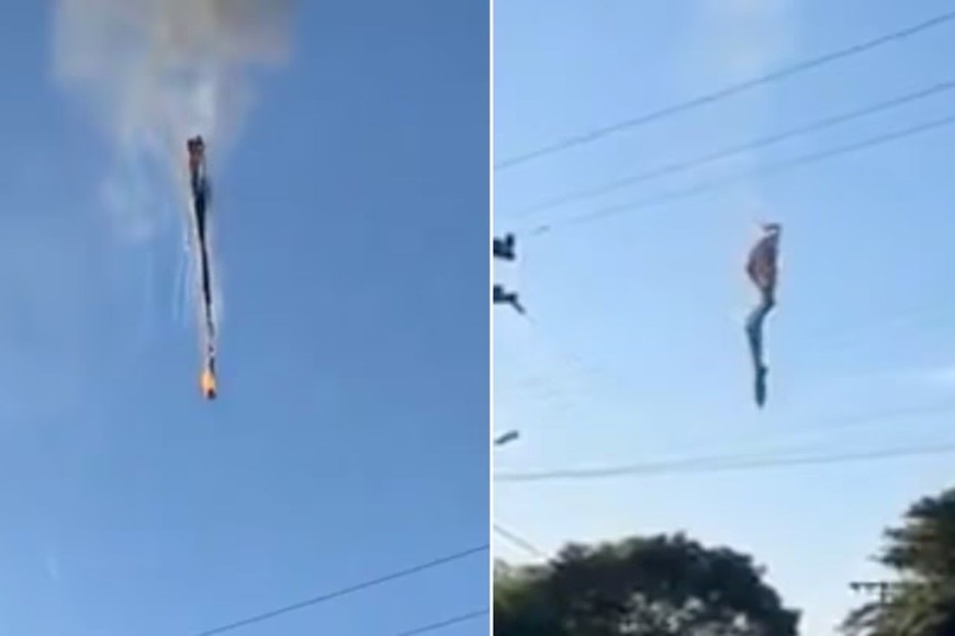 El cesto cayó desde varios metros de altura con pasajeros a bordo